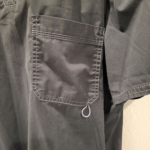 Dickies Plus Size 2XL Black Scrub Top V-Neck Bungee Pocket Utility Logo - Picture 8 of 12